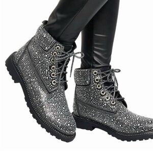 Forever 21 Glittering Black Combat Boots